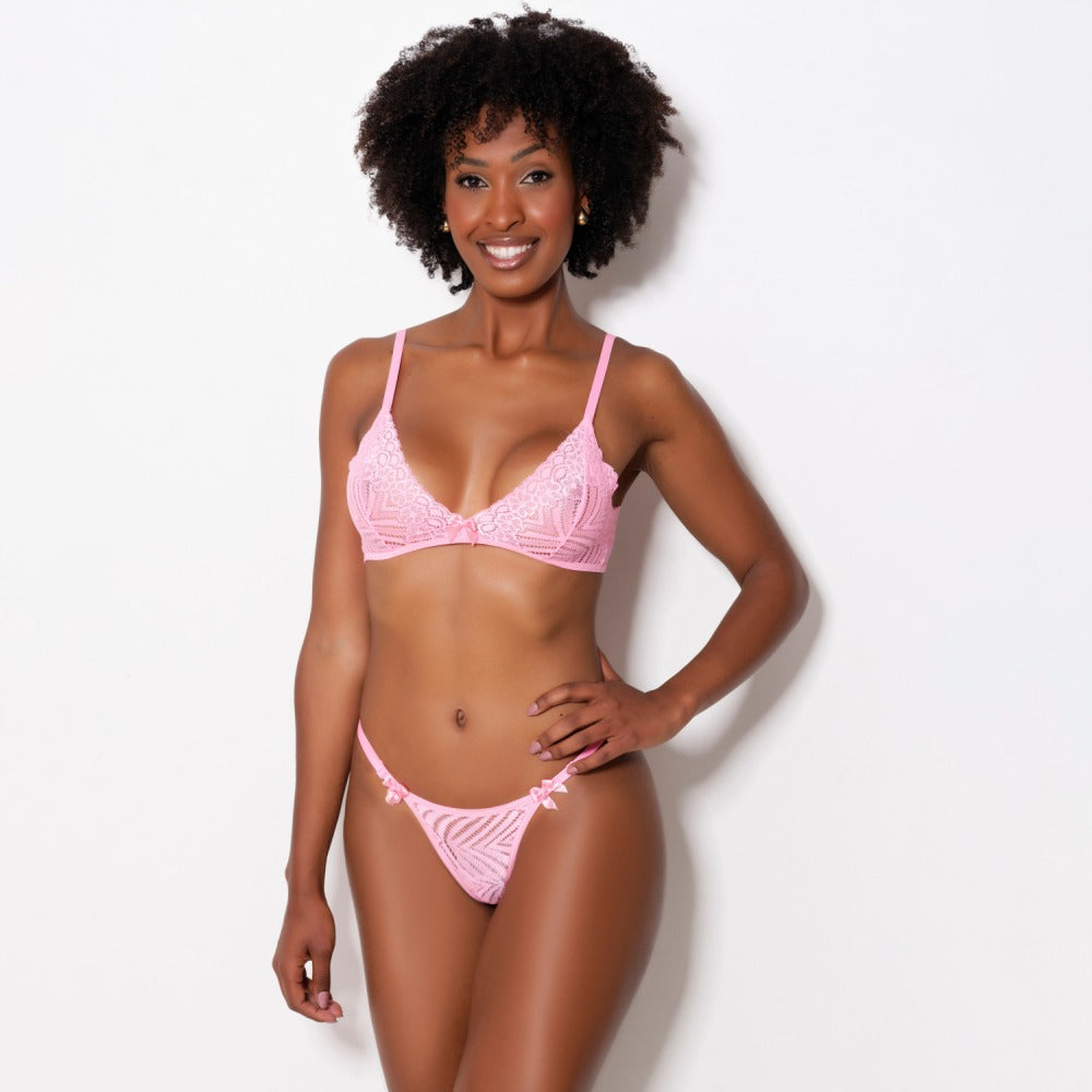 Conjunto Lingerie Feminino Sexy Calcinha Sutiã Sem Bojo